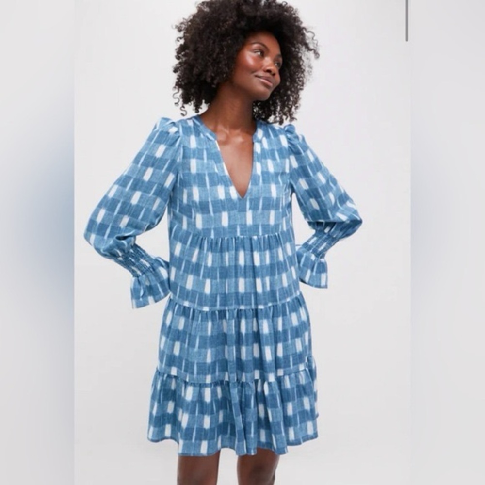 Pomander Place Blue and White Long Sleeve Dress